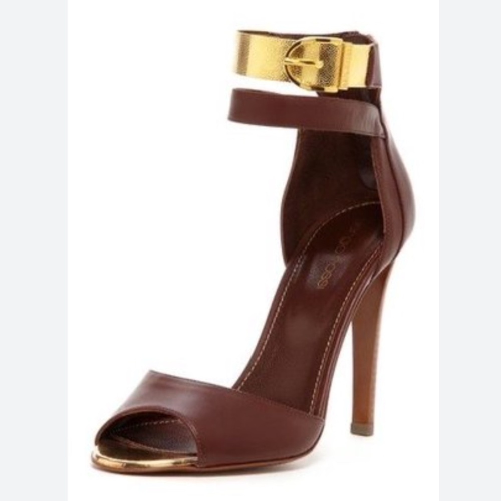 Sergio Rossi Brown and Gold Heel